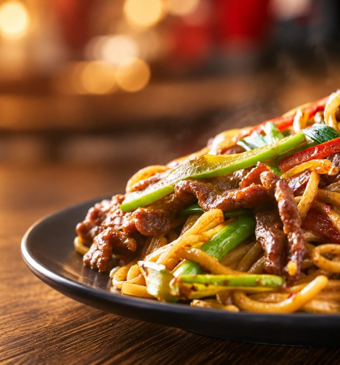 Beef Kung Pao with Canton noodles